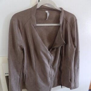 Miilla faux suede jacket in taupe zip M